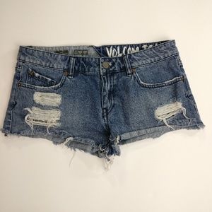 Volcom Jeans Juniors Yae Cut Off Distressed Shorts